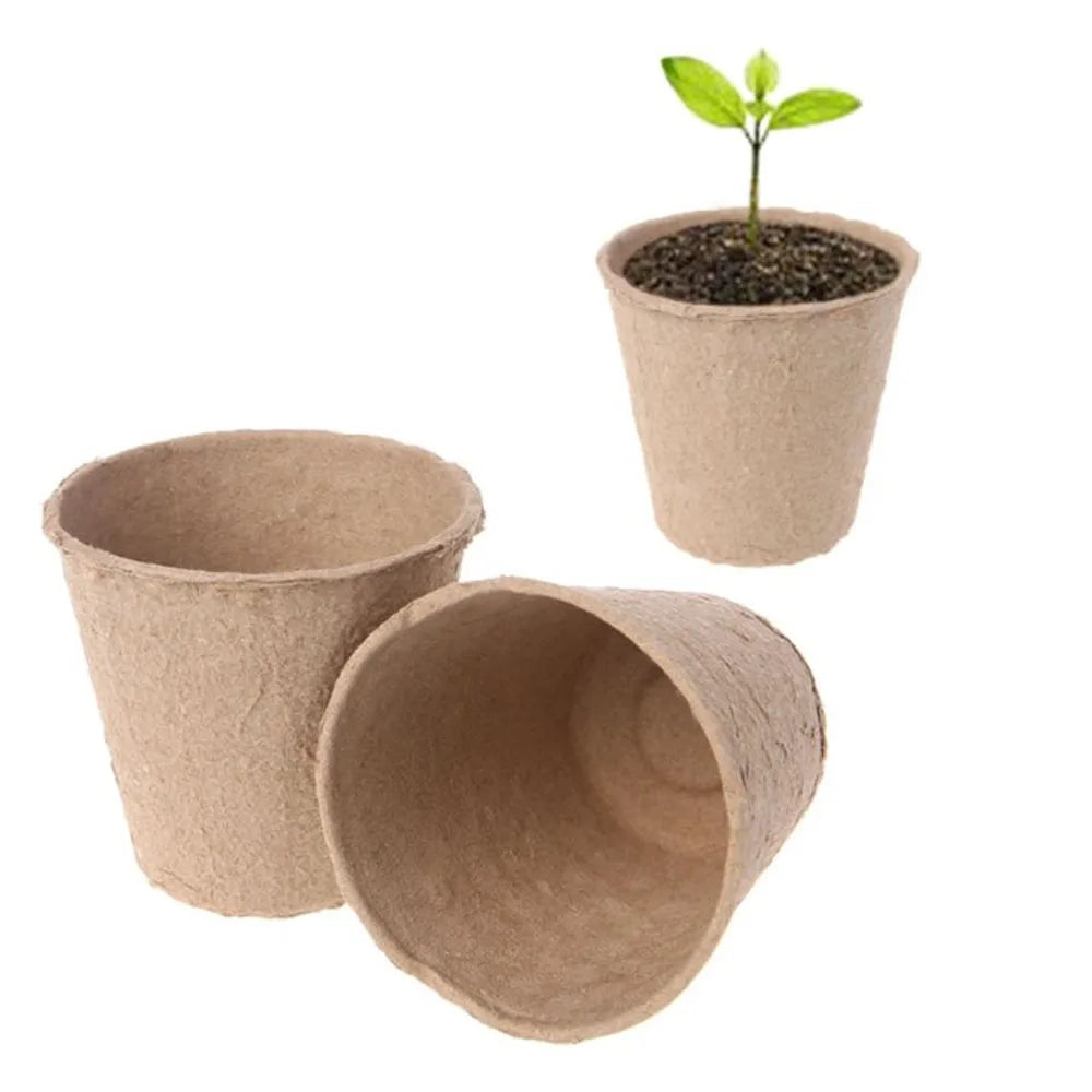 50 Pcs 6cm Garden Round Peat Pots Plant Seedling Starters Cups Nursery Herb Seed Tray Planting Tools Eco-friendly Biodegradable