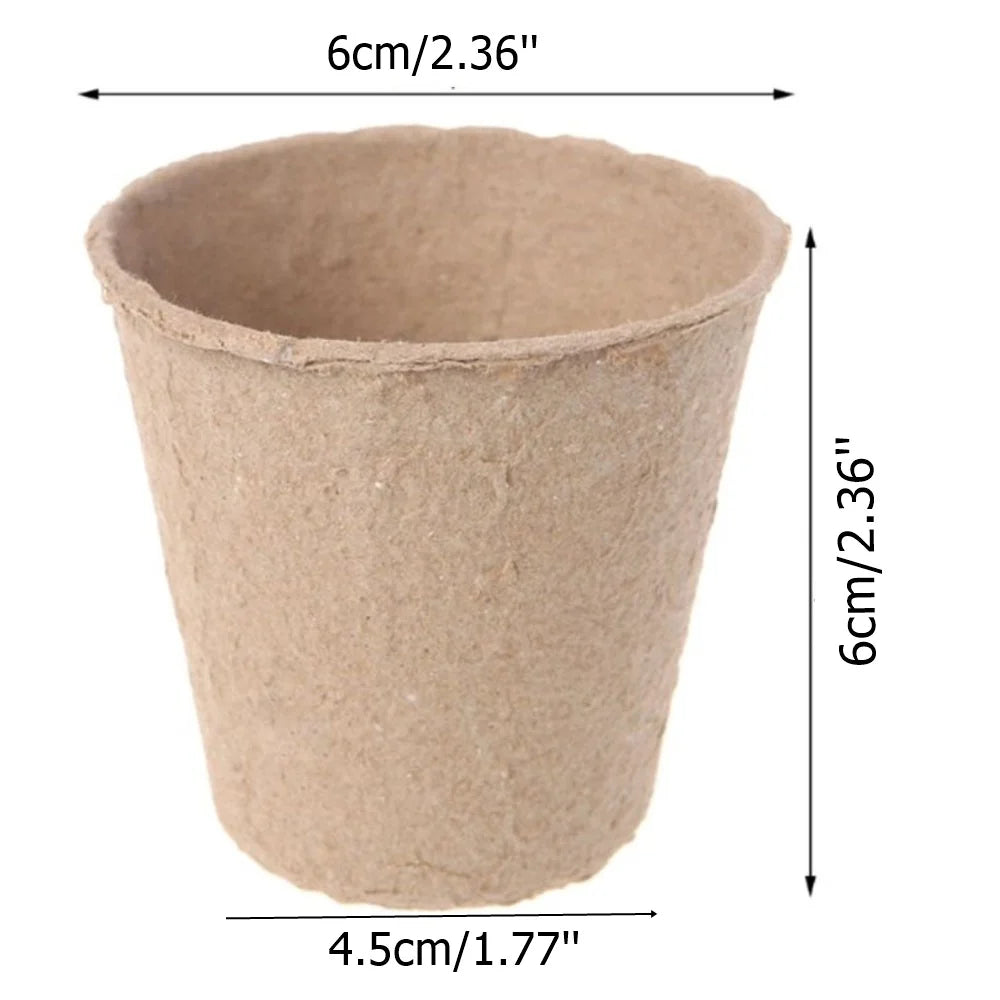 50 Pcs 6cm Garden Round Peat Pots Plant Seedling Starters Cups Nursery Herb Seed Tray Planting Tools Eco-friendly Biodegradable