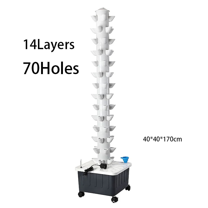 Vertical Garden Tower, Hydroponic 14 Layer, 70 Holes Plant Stacker